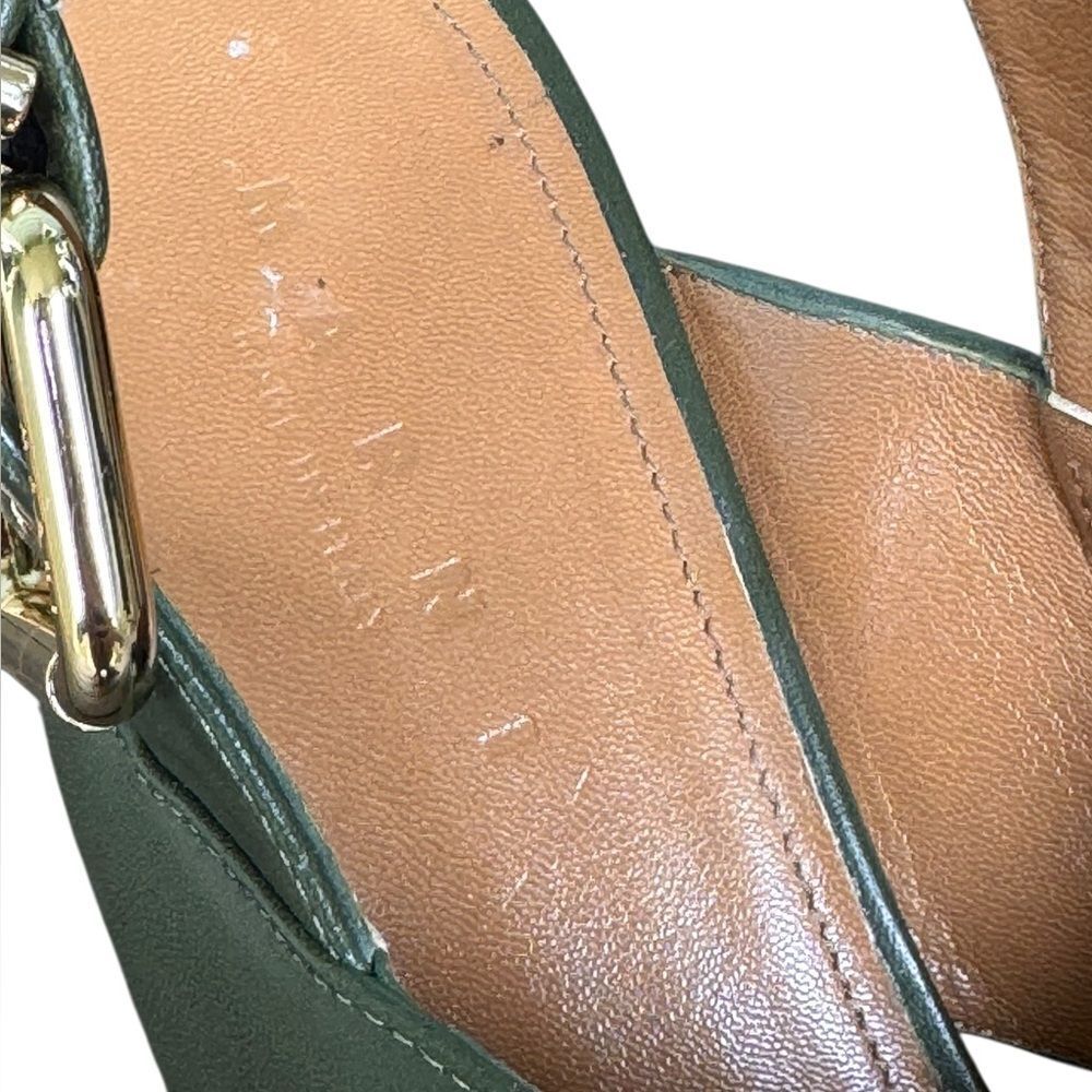 Marni Green Leather Crisscross Wedges Platform With Buckle Sandal Size 39 - Picture 12 of 16